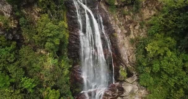 Orbital Aerial Shot Stringy Waterfall South East Asia Sapa Vietnam — Stock Video