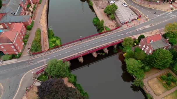 Eine Vogelperspektive Auf Eine Brücke Über Den Fluss Trent Newark — Stockvideo