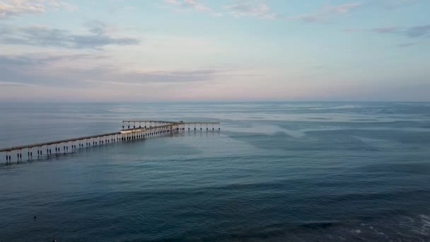 Arial Shot Ocean Beach Pier Úsvitu Nachází San Diegu Brzy — Stock video