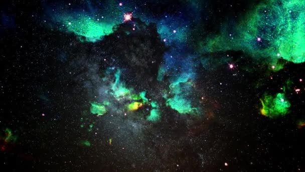 Vue Des Nuages Nébuleuse Verte Dans Univers Rapprochent — Video