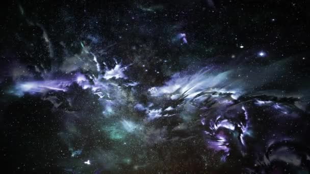 Mgławica Poruszająca Się Ciemnym Wszechświecie Przestrzeń — Wideo stockowe