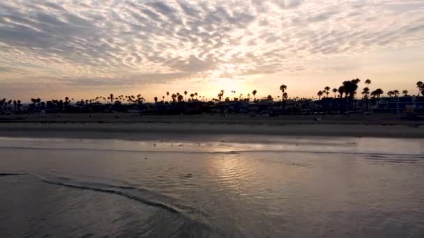 Výstřel Zlatého Prvního Svítání Nad Městem Ocean Beach San Diego — Stock video