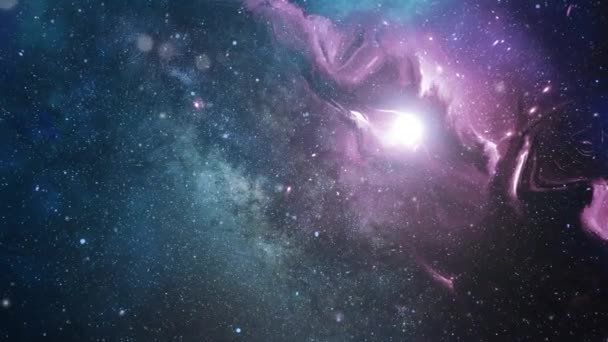 Vue Des Nuages Nébuleuses Colorées Déplacent Dans Univers — Video