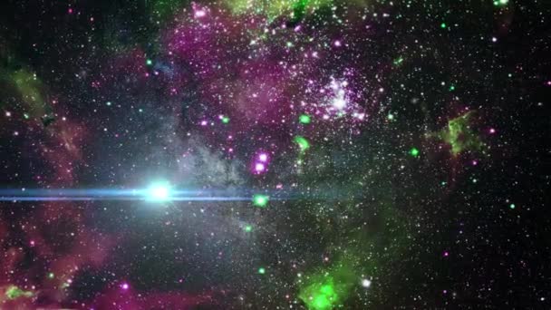 Vue Des Nuages Nébuleuse Flottant Dans Univers Étoilé — Video