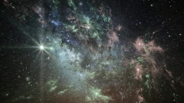 Nebula Evrende Süzülen Parlak Bir Yıldız — Stok video