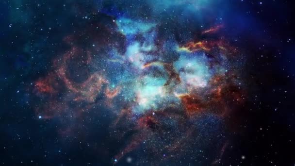 Vue Des Nébuleuses Qui Déplacent Flottent Dans Univers Sombre — Video