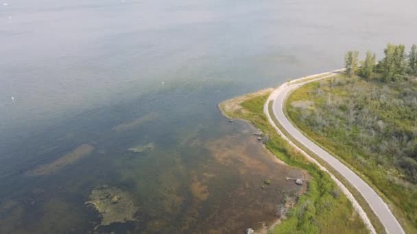 Orilla Sur Del Lago Muskegon Carril Bici Con Aspecto Película — Vídeo de stock