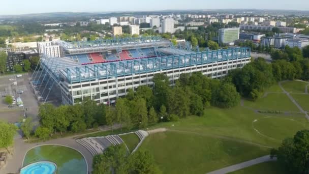 Aerial Boom Shot Rivela Henryk Reyman Stadium Cracovia — Video Stock