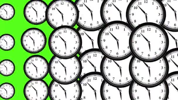 Πράσινο Screen Wall Ρολόι Μετάβασης Pack Ρολόι Κινούμενα Σχέδια Που — Αρχείο Βίντεο