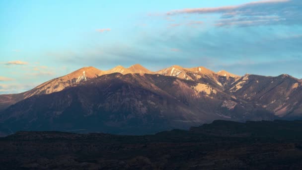 Atardecer Timelapse Cordillera Sal Utah — Vídeo de stock