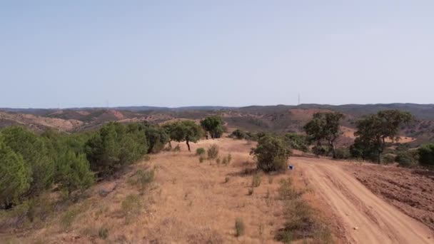 農村風景の農家へのフライオーバー田舎道 Alentejo — ストック動画