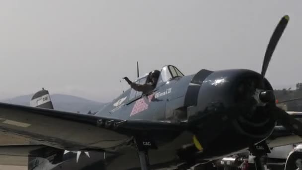Avión Hellcat Prepara Para Despegar — Vídeo de stock
