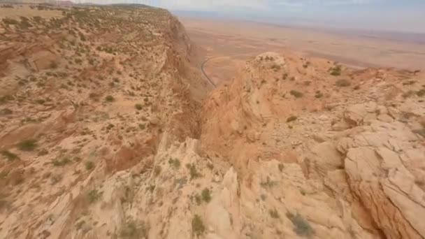 Fpv Birdseye Över Röda Sandstensklipporna Arizona Antelope Pass Vista — Stockvideo