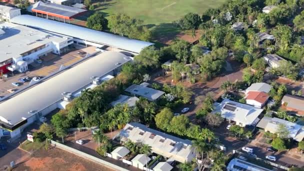 Afl Australia Gobierna Óvalo Fútbol Junto Complejo Comercial Terreno Deportivo — Vídeo de stock