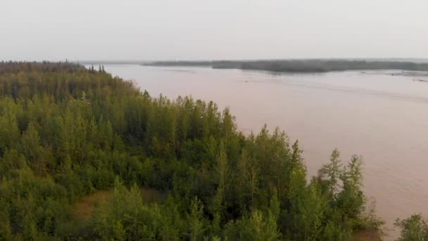 Drone Video Tanana River Fairbanks Nyári Napon — Stock videók