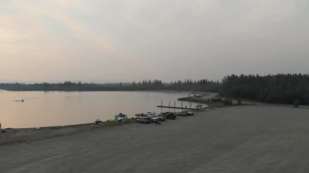 Drone Video Sea Doo Personal Watercraft Tanana Lake Fairbanks Durante — Vídeos de Stock