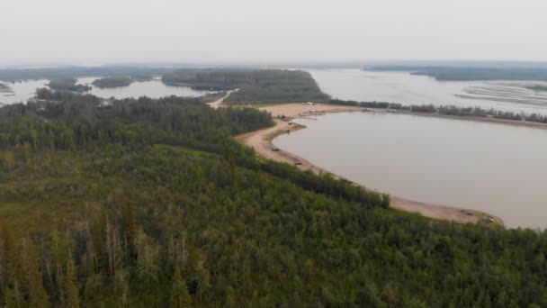 Dron Video Rekreační Oblasti Tanana Lake Fairbanks Během Letního Dne — Stock video