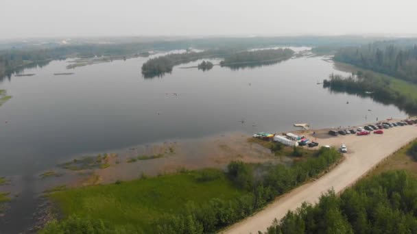 Drone Video Danau Cushman Kawasan Rekreasi Danau Tanana Fairbanks Selama — Stok Video