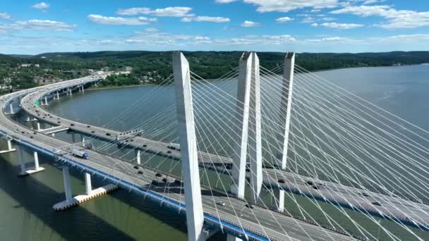 New Tappan Zee Bridge New York Thruway Nära Nyc Pendeltrafik — Stockvideo