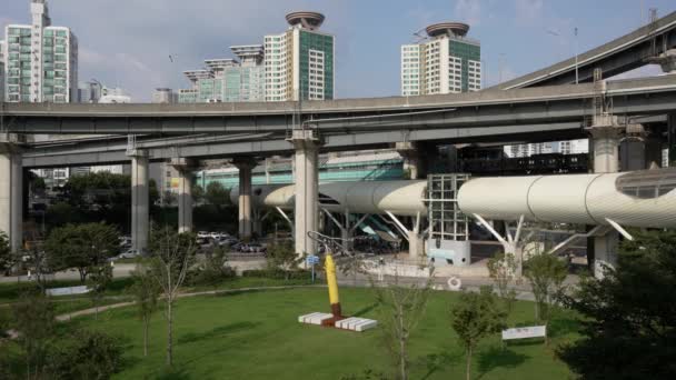 Trafic Sur Bretelle Accès Cheongdam Vers Pont Cheongdam Dessus Rivière — Video