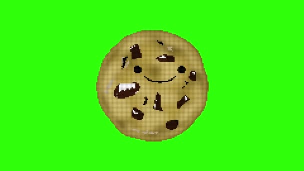 Πρασινη Ελαστικη Ζωη Cookie Bite Pixel Style Motion Graphics Διασκέδαση — Αρχείο Βίντεο