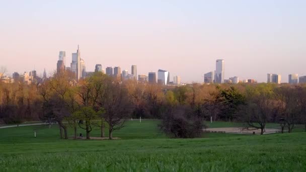 Philadelphia Városkép Panoráma Naplementekor — Stock videók