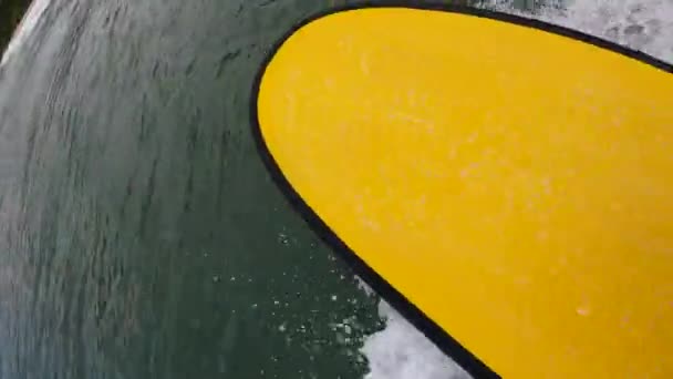 Pov First Person View Surfer Surfing Foam Board — Stock Video