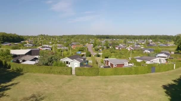 Aerial Drone Shot Revela Única Comunidade Jardins Circulares Dinamarca — Vídeo de Stock