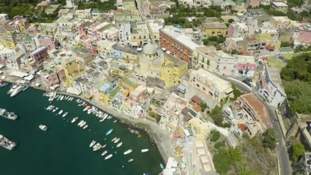 Top Aerial View Procida Włochy Piękny Letni Dzień Włoska Wyspa — Wideo stockowe