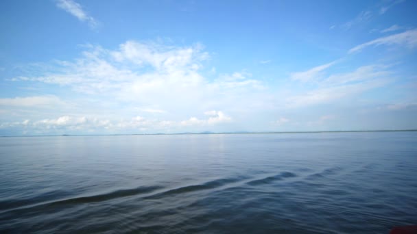 Sea Water View Cruise Ship Open Sky Reflection Sea — Stock Video