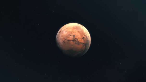 Långsamt Närmar Sig Mars Den Röda Planeten — Stockvideo