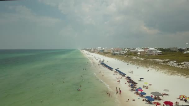 Flyget Till Rosemary Beach Florida Flyover Medelhög Hastighet Utspridda Befolkningen — Stockvideo