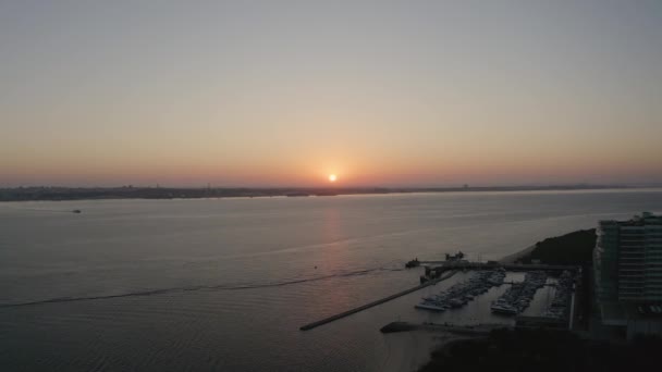 Gran Salida Del Sol Península Troia Setúbal Portugal Día Soleado — Vídeo de stock