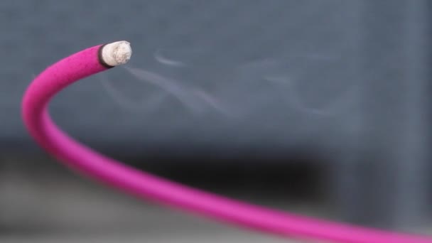 Close Burning Wick Incense Repels Mosquitoes — Stock Video