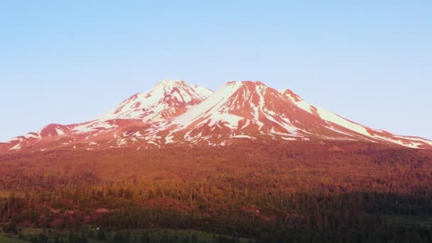 Západ Slunce Ledové Hoře Dálce Mount Shasta California Usa — Stock video