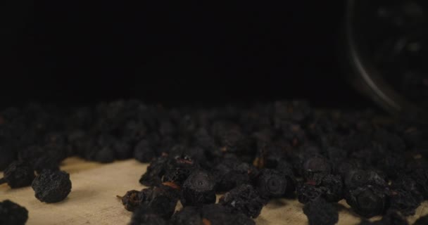 Wild Blueberries Fresh Dried Ripe Fruits Wooden Board Dolly Backwards — Αρχείο Βίντεο