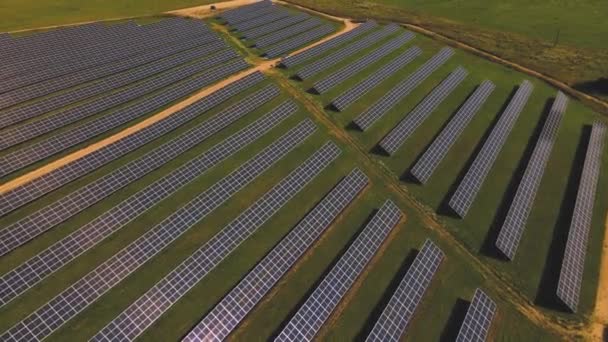 Çayırdaki Güneş Panelleri Güneşten Gelen Alternatif Enerji Güneş Işığından Elektrik — Stok video