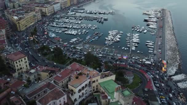Puerto Mergellina Nápoles Italia Filmado Por Drone — Vídeo de stock