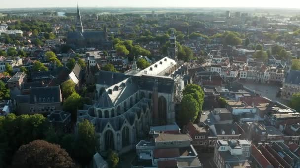 Rotating Large Gothic Church Sint Janskerk Town Hall Gouda City — Vídeo de Stock