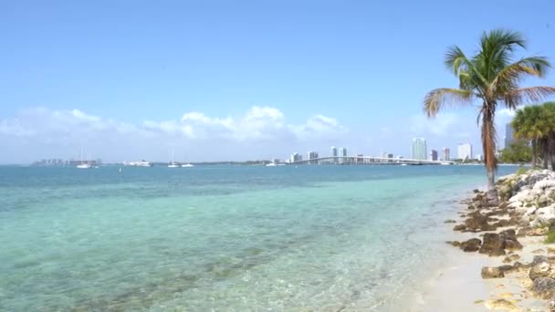 Открытка Майами Пляж Белый Песок Кристаллическая Вода Океана Горизонт Качестве — стоковое видео