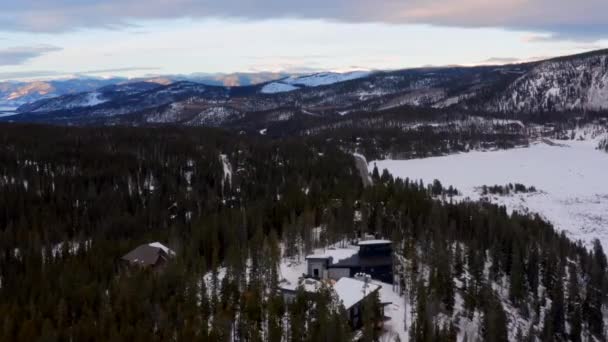 Drone Une Ville Montagne Colorado Matin Hiver — Video