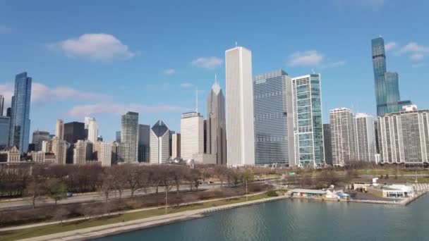 Aerial View Downtown Chicago Navy Pier — Stock Video