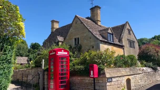 Stara Budka Telefoniczna Skrzynka Listy Rogu Ulicy Cotswold Village Stanton — Wideo stockowe