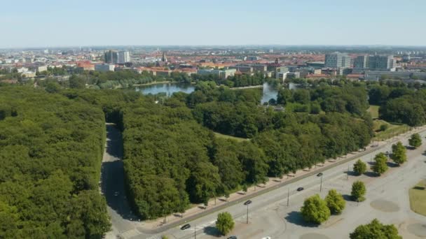 Luchtfoto Van Pildammsparken Park Malmö Zweden Zomer — Stockvideo