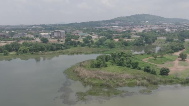 Aerial Jabi Reservoir Λίμνη Στην Abuja Νιγηρία Αφρική Προς Εμπρός — Αρχείο Βίντεο