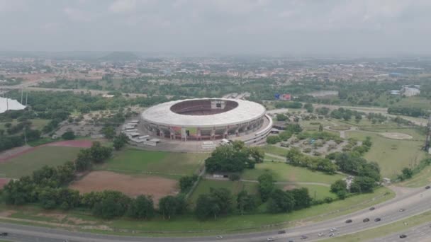 Aerial Stadion Narodowy Abiola Abuja Velodrome Abuja Nigeria Opuszczanie — Wideo stockowe