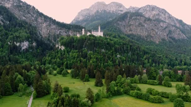 Amanecer Castillo Neuschwanstein Cerca Fussen Suroeste Baviera Alemania Palacio Histórico — Vídeos de Stock