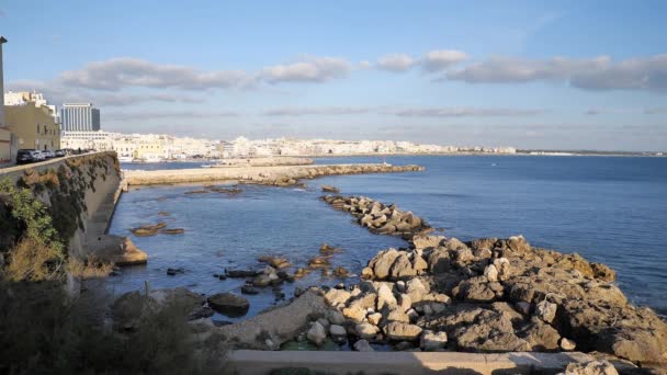 Hafenpromenade Gallipoli Italien Der Riviera Armando Diaz Straße Und Seno — Stockvideo