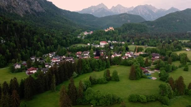 Epischer Morgen Auf Schloss Neuschwanstein Bei Füssen Südwesten Bayerns Historisches — Stockvideo