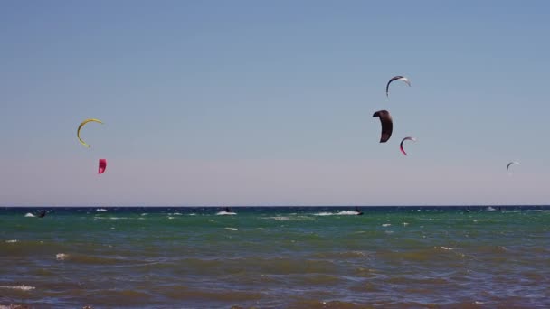 Kite Surfare Vid Havet — Stockvideo